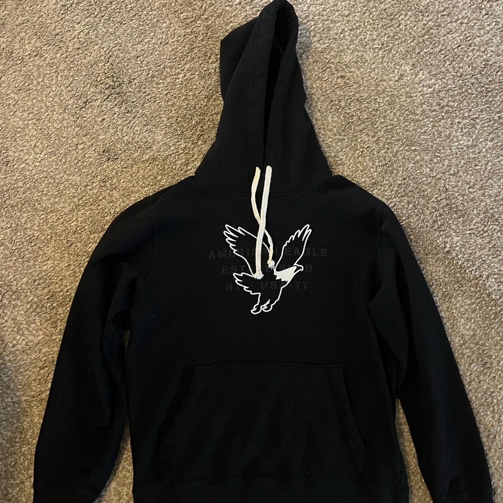 Black Hoodie with White Bird Design